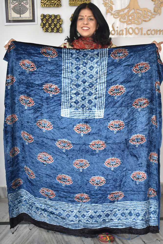 Ajrakh Velvet kurta fabric