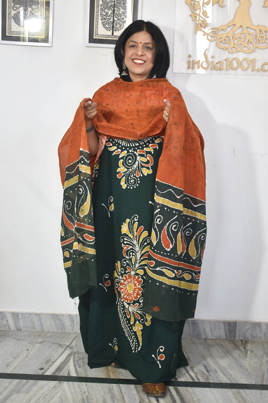 Beautiful Batik Cotton Unstitched suit fabric