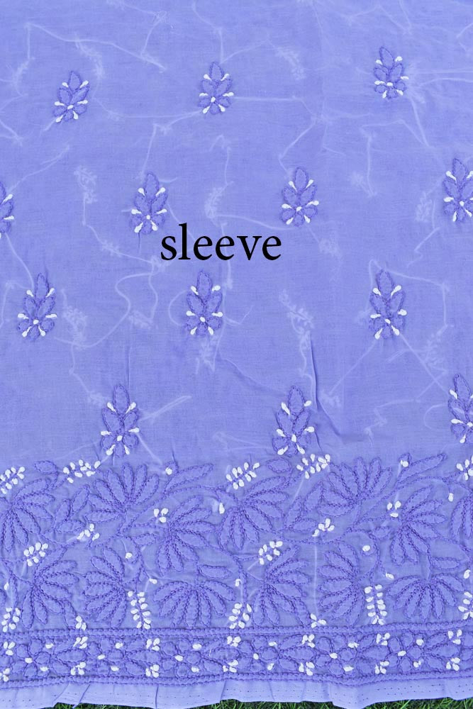 Premium Hand Embroidered Chikankari work Voile fabric - Mauve