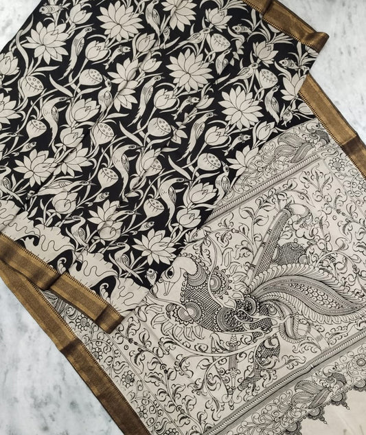 Bangalore Cotton Silk Pen Kalamkari saree