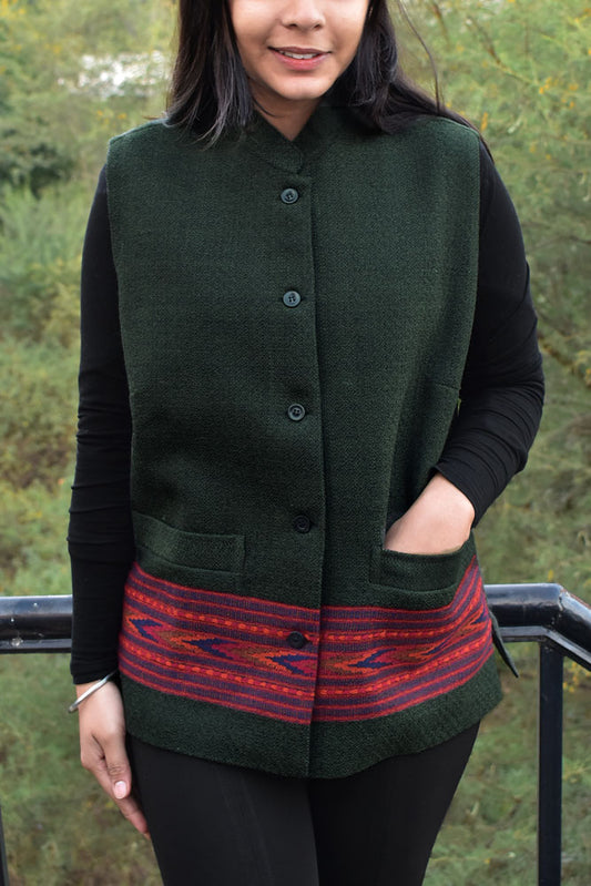 Handwoven Himalayan Wool Jacket with Satin silk inner lining - size 38, 40