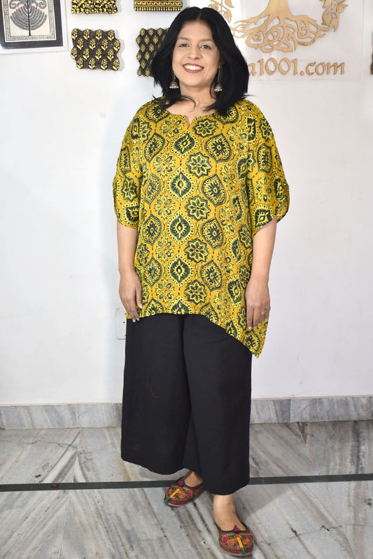 Beautiful Ajrakh Modal Silk Kaftan - 38 - 44