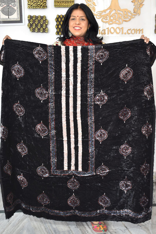 Ajrakh Velvet kurta fabric