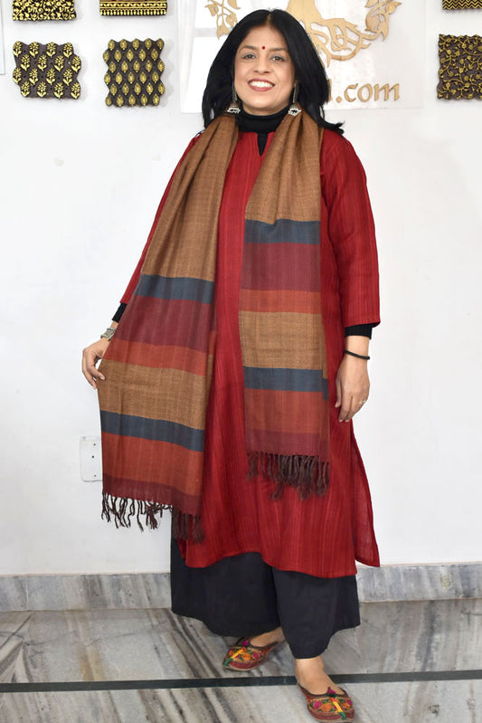 Elegant & Soft, Versatile Handwoven Himalayan Pure Wool Stole / Shawl