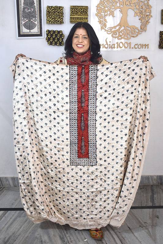 Ajrakh Velvet kurta fabric