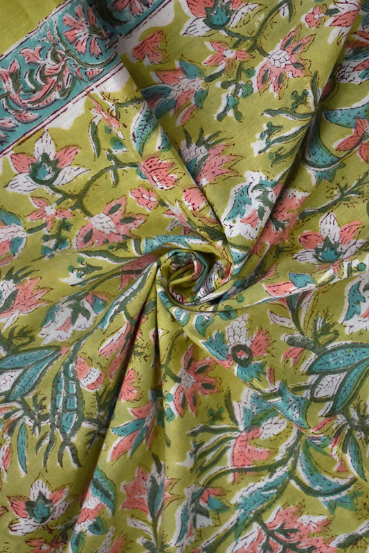 Hand Block Printed Cotton Fabric - 2.5 mtrs