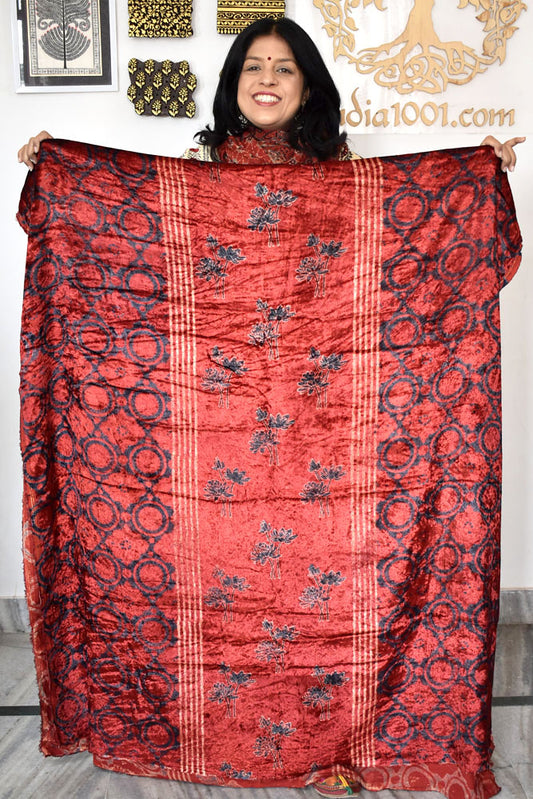 Ajrakh Velvet kurta fabric