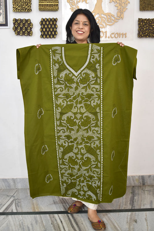 Hand Embroidered Kantha work cotton fabric - (Length 2.8 mtrs )