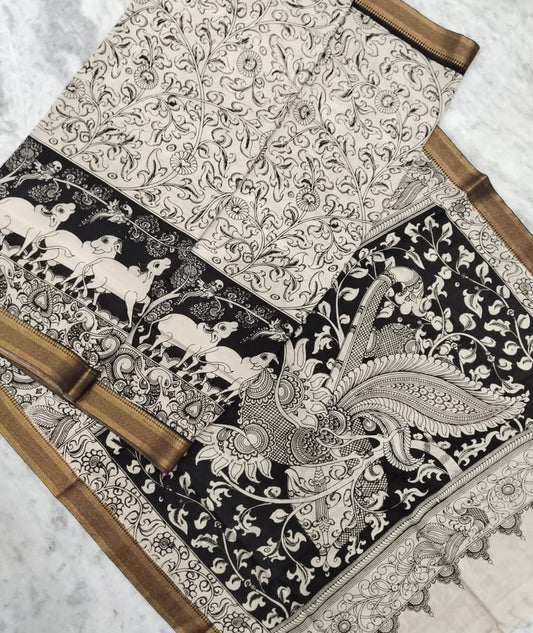 Bangalore Cotton Silk Pen Kalamkari saree