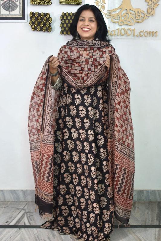 Hand Block Printed Kota Doria Cotton Dupatta