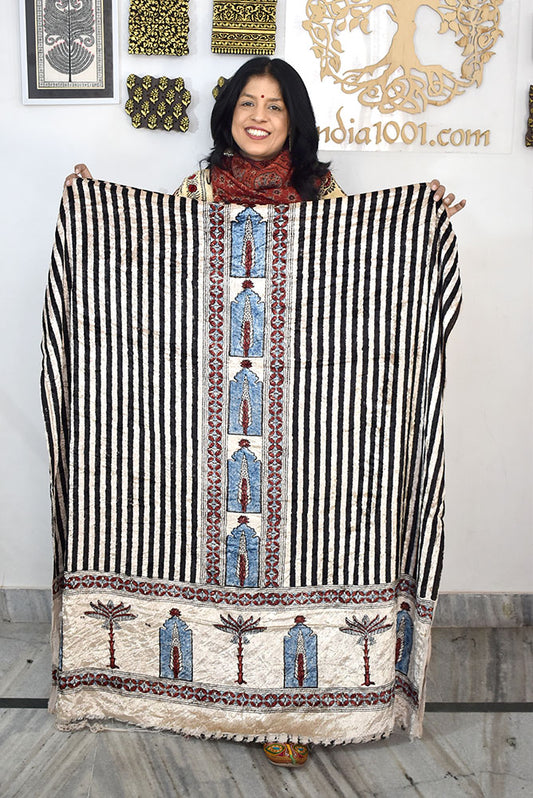 Ajrakh Velvet kurta fabric