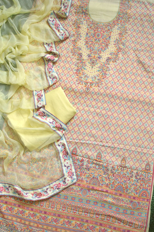 Beautiful Cotton kani Jamawar Unstitched suit fabric