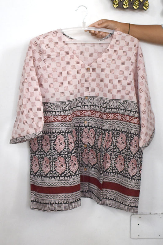 Beautiful Hand Block Printed Bagh cotton Short kurta/Top - 46