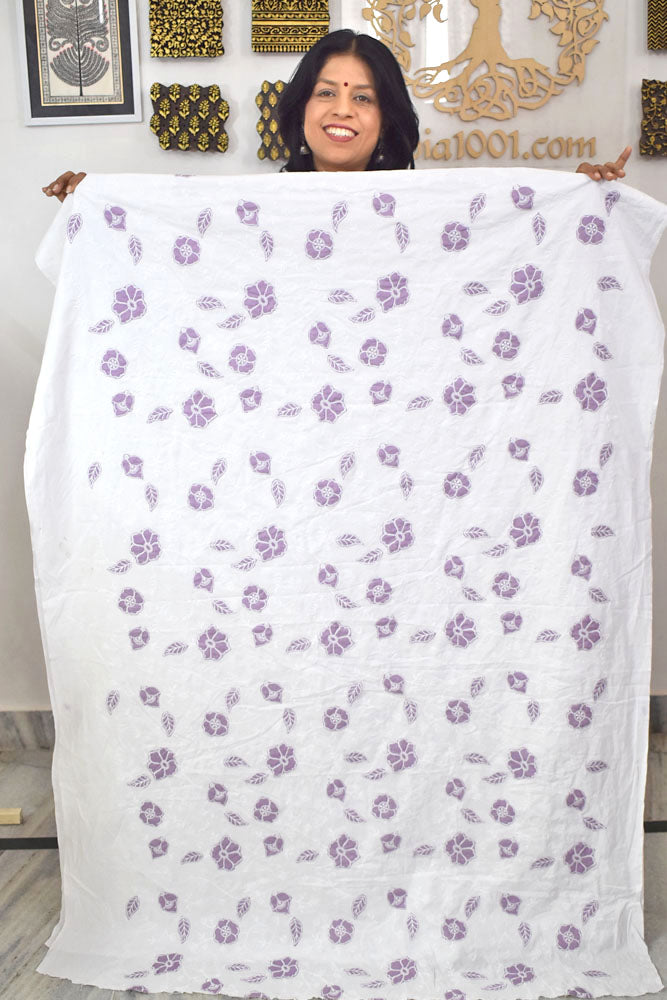 Beautiful cotton ( Kurta) fabric with embroidery - 2.5 mtrs - color White - dyeable