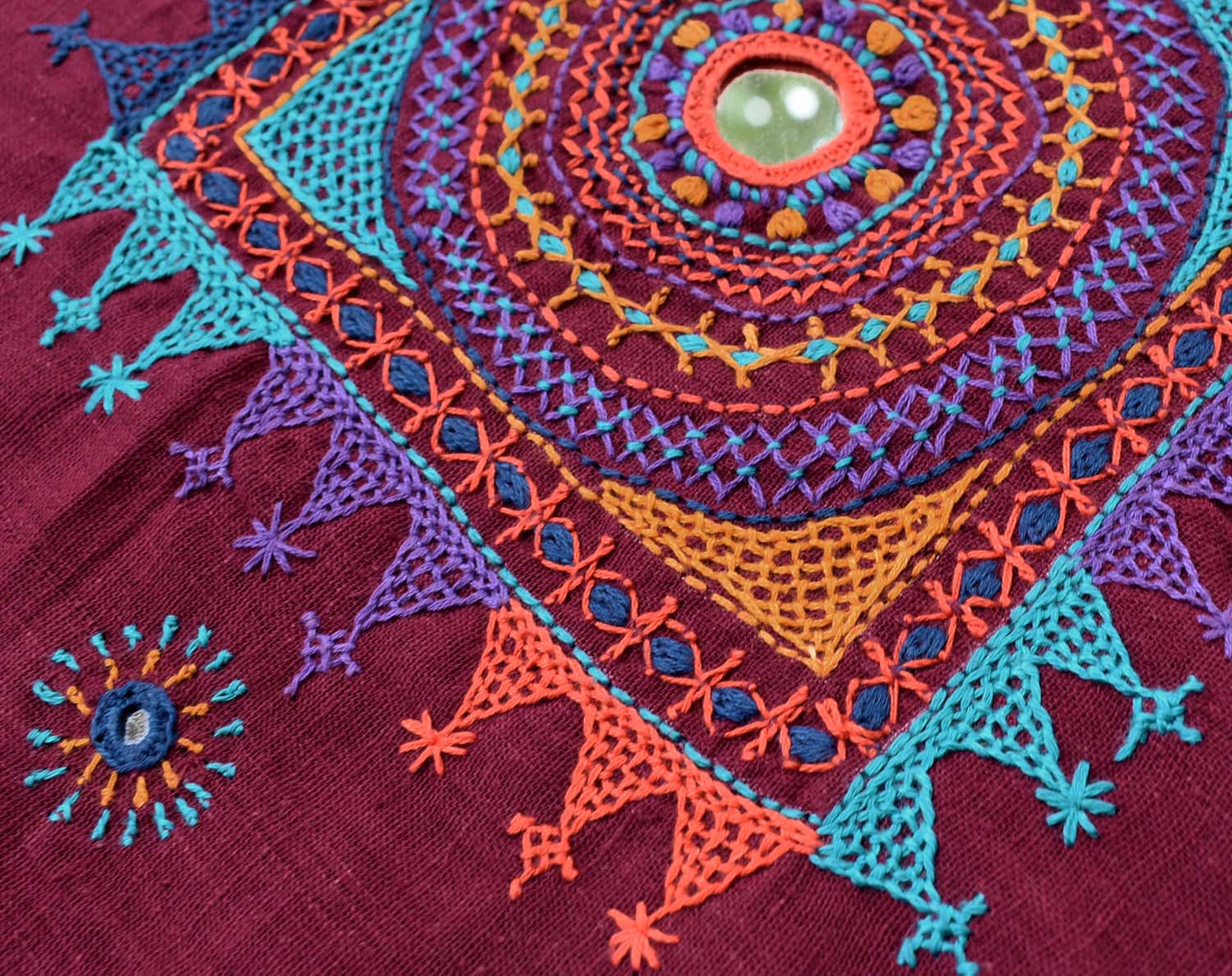 Handloom Cotton Blouse fabric with Hand Lambani Embroidery