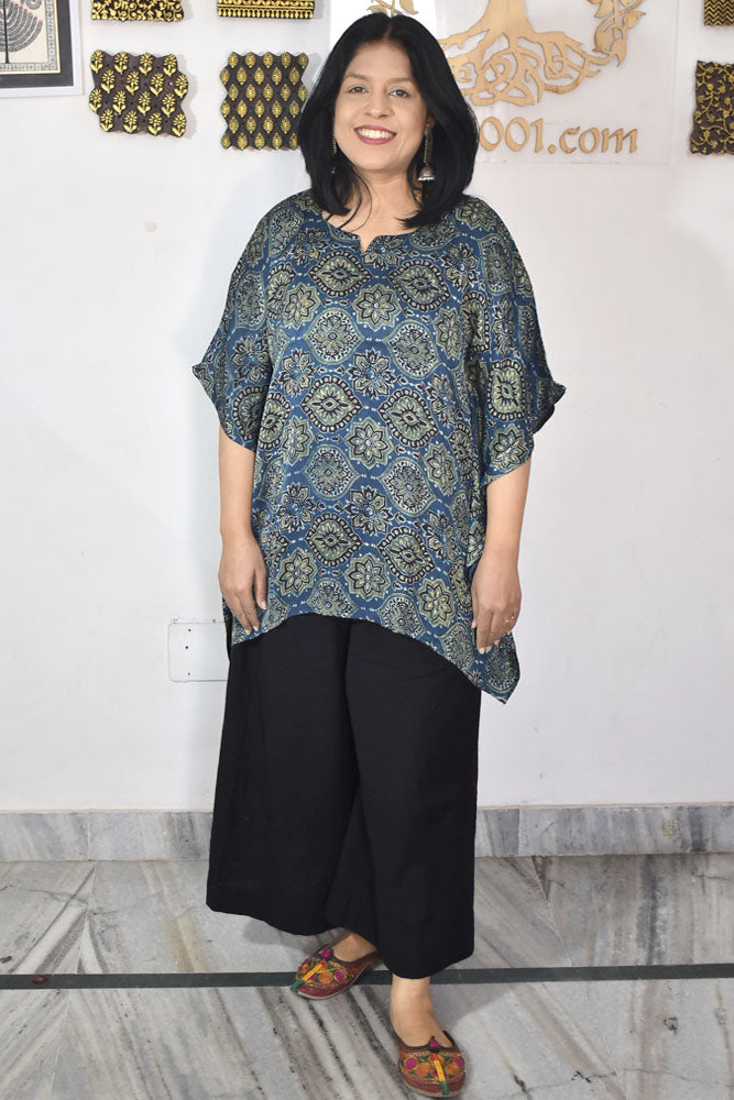 Beautiful Ajrakh Modal Silk Kaftan - 38 - 44