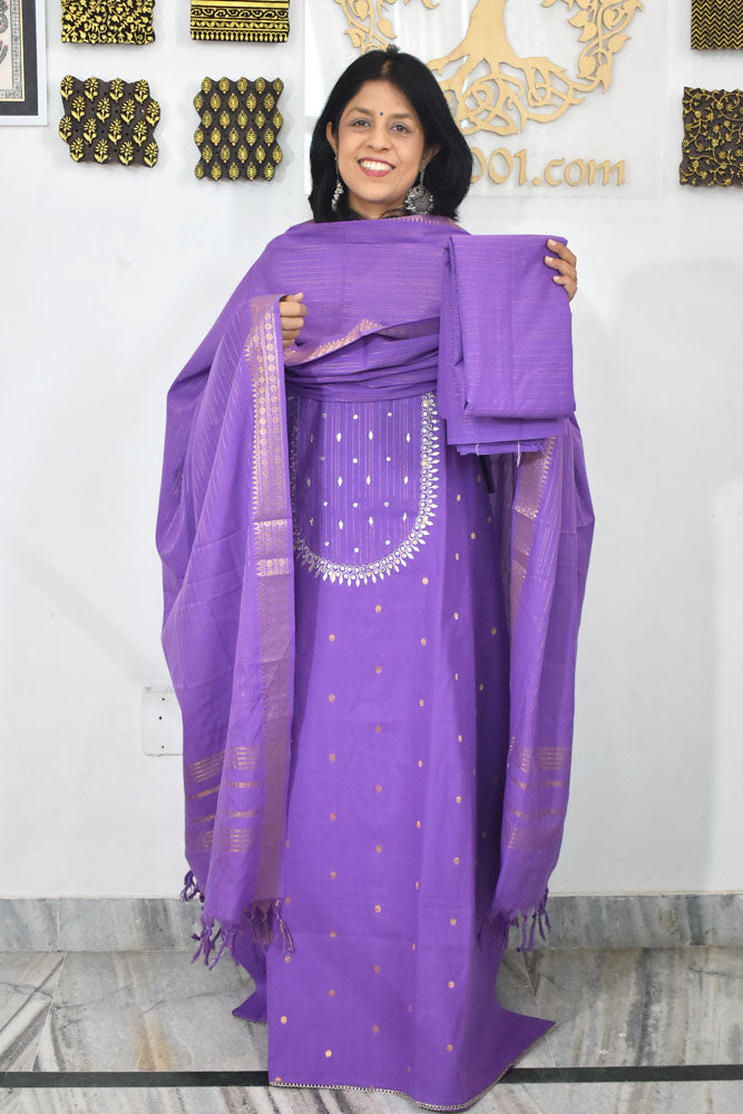 Handwoven Cotton suit with Hand Embroidery & Gota Patti work