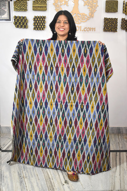 Multicolor Ikat Cotton Handloom 2.5mts Fabric