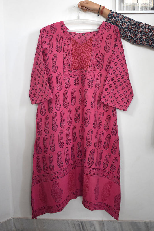 Beautiful Bagh Hand Block Printed Cotton Kurta (Size-44)