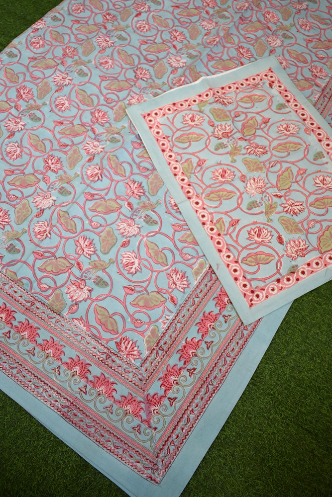 Shayan : Hand Block print King Size Cotton Double Bed sheet with pillow covers ( 90 by 108)