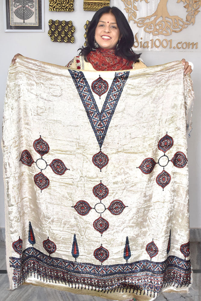 Ajrakh Velvet kurta fabric