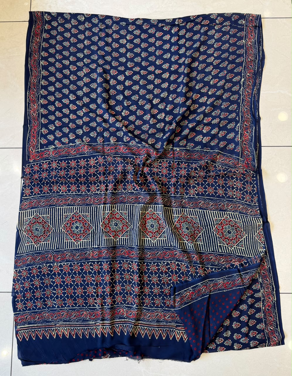 Elegant Hand Block Printed Georgette saree