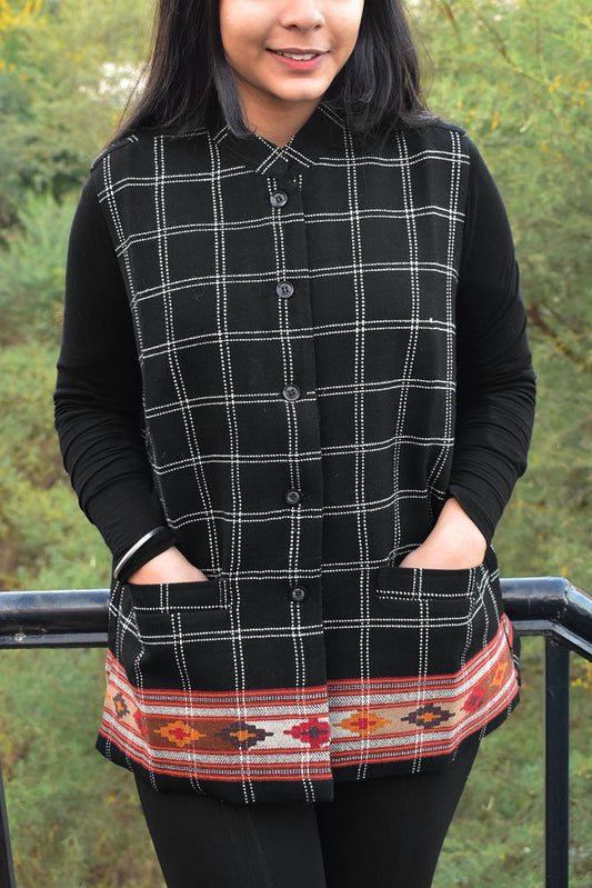 Handwoven Himalayan Wool Jacket with Satin silk inner lining - size  40, 42