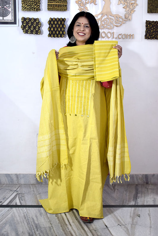 Elegant Hand Block print cotton suit with Cotton dupatta