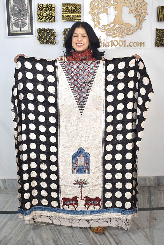 Ajrakh Velvet kurta fabric