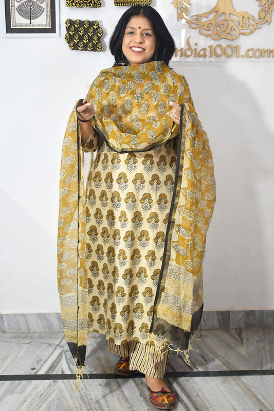 Hand Block Printed Kota Doria Cotton Dupatta