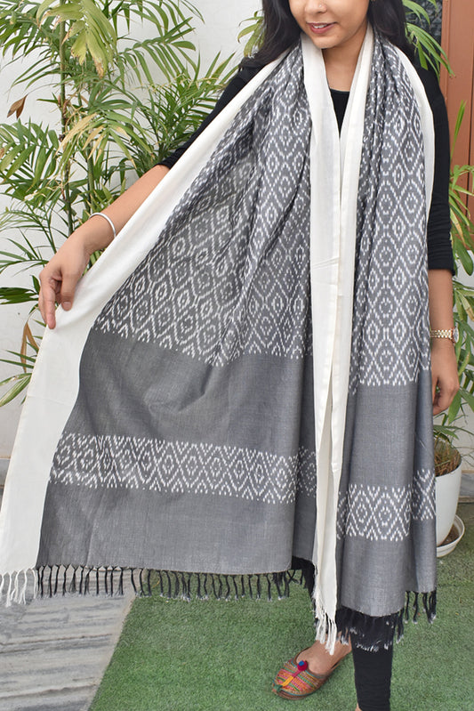 Designer Handwoven Mercerized Cotton Ikkat Dupatta