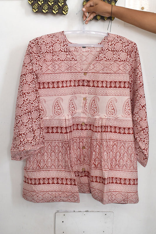 Beautiful Hand Block Printed Bagh cotton Short kurta/Top - 46