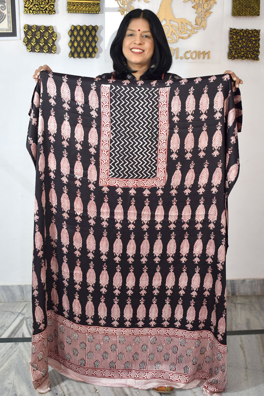 Designer Modal Silk Bagh Hand Block Print  Kurta Fabric - 2.5 mtrs cut