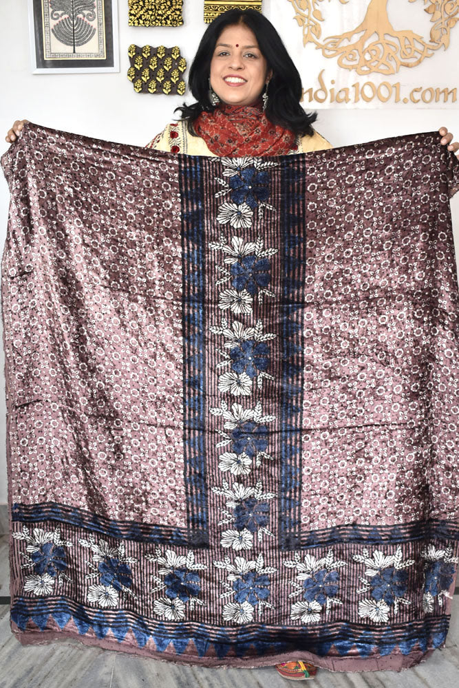 Ajrakh Velvet kurta fabric