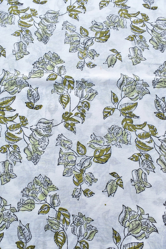 Beautiful Hand Block Printed Running Cotton Fabric ( 2.5 mtrs cut)