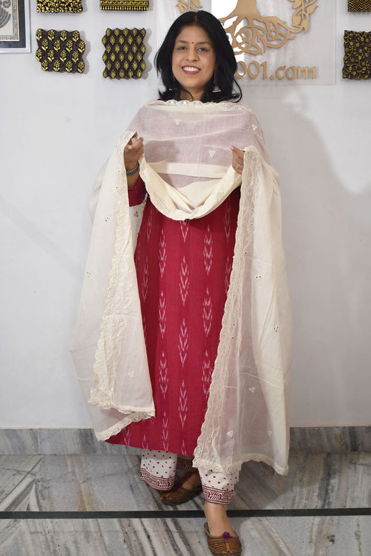 Gorgeous Self Embroidered Cotton Dupatta