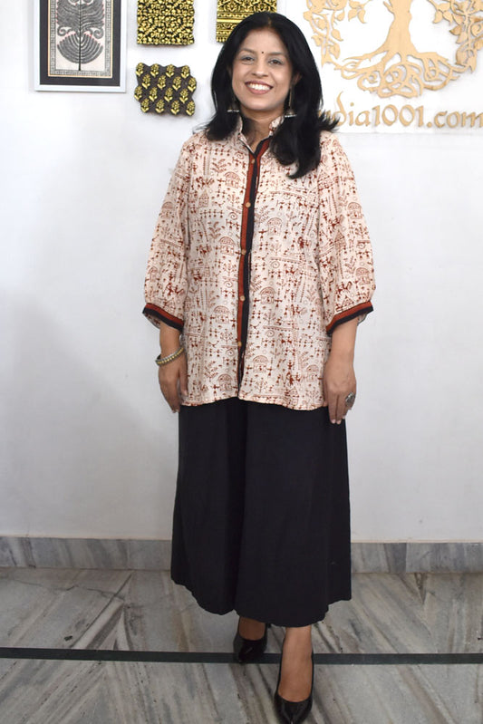 Beautiful Hand Block Printed Muslin Short kurta/Top - 40, 42