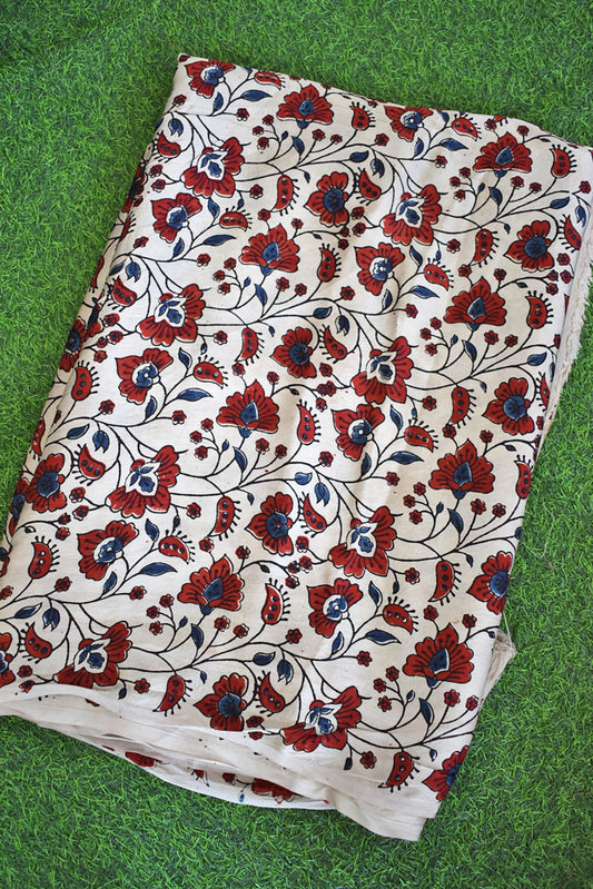 Beautiful Modal Silk Ajrakh Hand Block Print Fabric - 2.5 mtrs cut