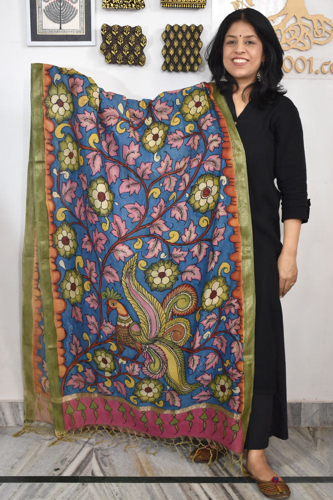 Beautiful Maheshwari Hand Painted Kalamkari Dupatta