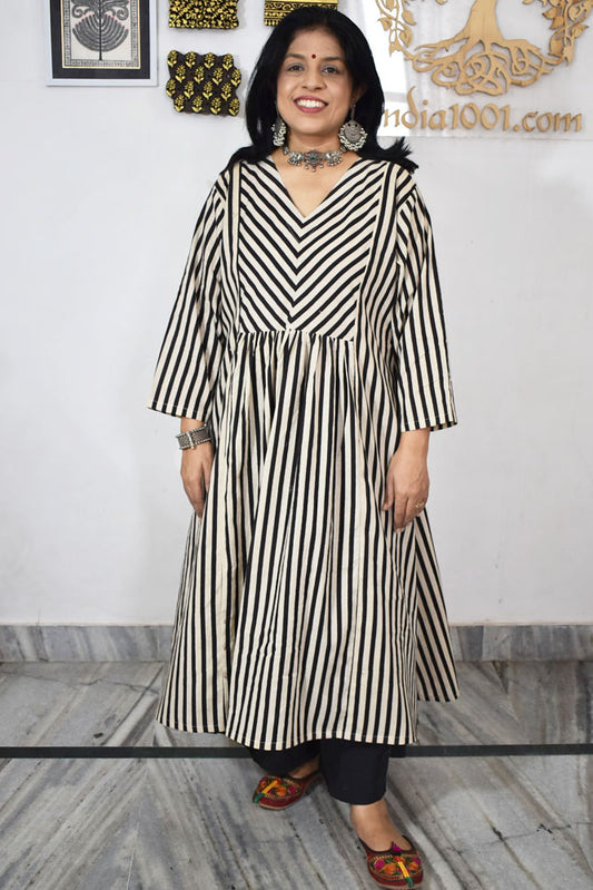 Designer Hand Block Printed Bagru cotton Kurta / Dress - Size 38 to 48 ( all sizes)