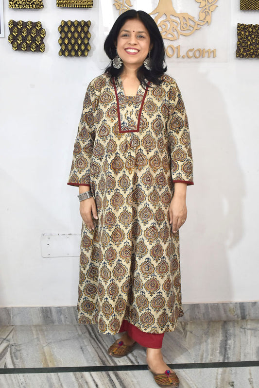 Designer Block Printed Kalamkari cotton Kurta / Dress