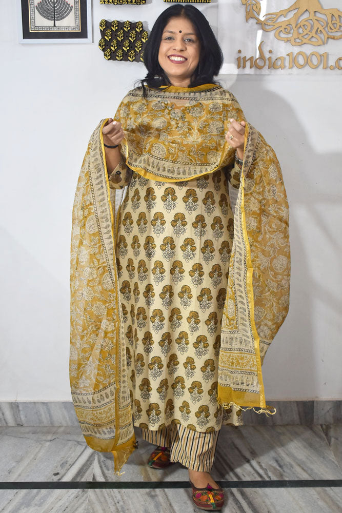 Hand Block Printed Kota Doria Cotton Dupatta