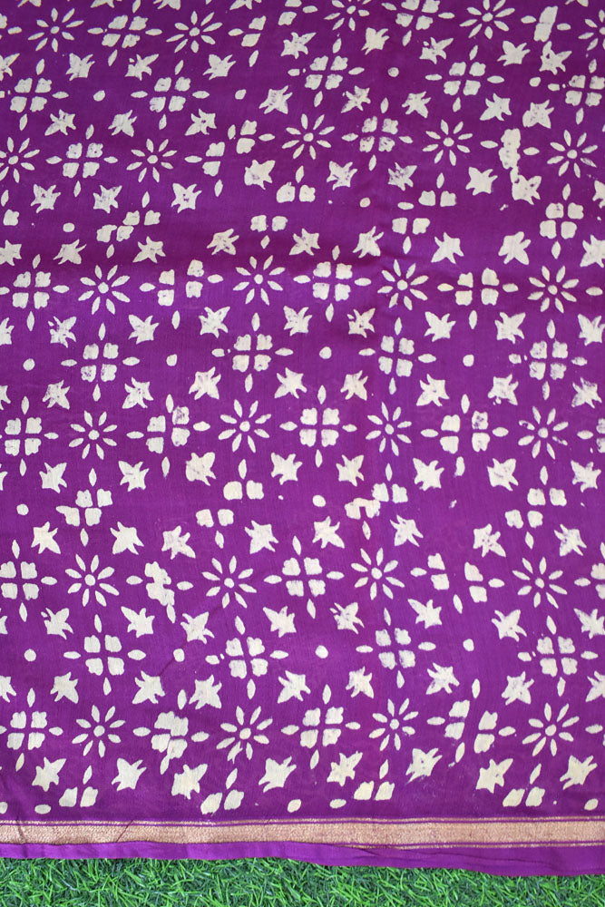Fine & Elegant  Hand Block Printed Chanderi Silk Cotton unstitched suit fabric