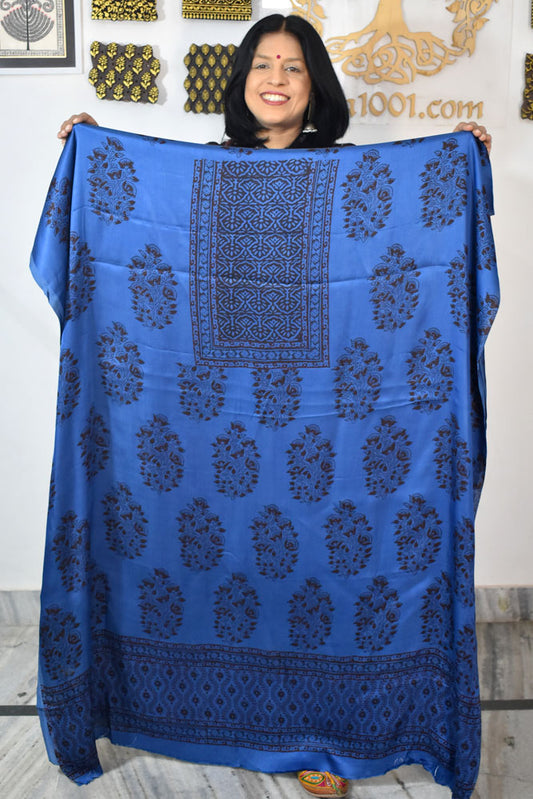 Designer Modal Silk Bagh Hand Block Print  Kurta Fabric - 2.5 mtrs cut