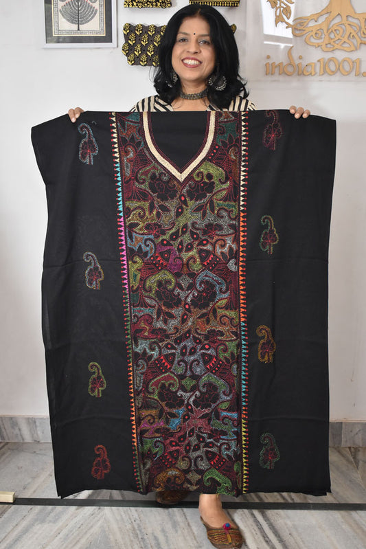 Hand Embroidered Kantha work cotton fabric - (Length 2.8 mtrs )