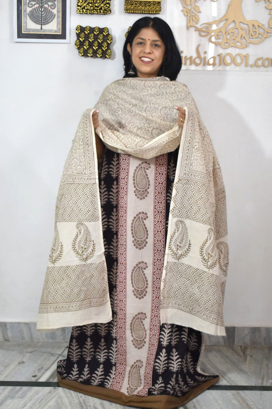 Bagh Hand Block Printed unstitched 3 pc Cotton suit fabric from MP