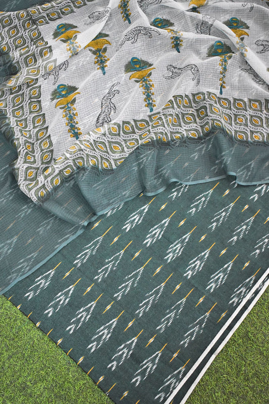 Elegant Kota Doria ( cotton) dupatta &  Ikkat kurta