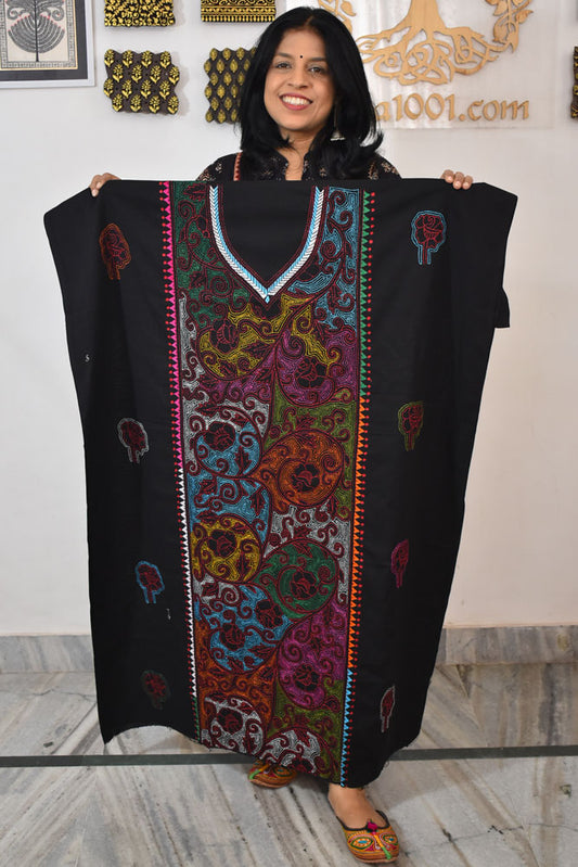 Hand Embroidered Kantha work cotton fabric - (Length 2.8 mtrs )