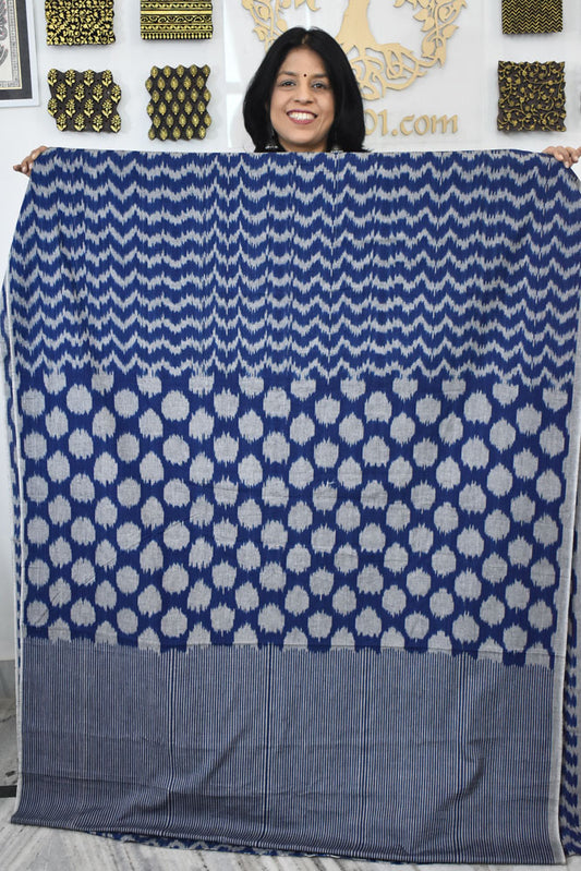 Multicolor Ikat Cotton Handloom 2.5mts Fabric with Uzbekistan Pattern Design