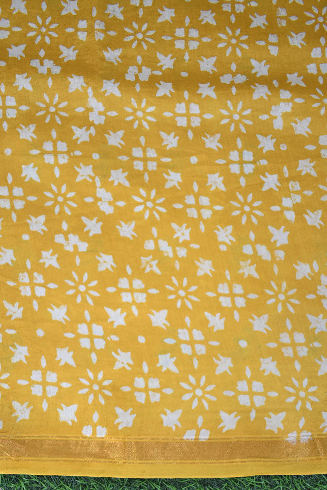Fine & Elegant  Hand Block Printed Chanderi Silk Cotton unstitched suit fabric